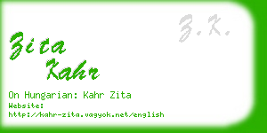 zita kahr business card